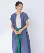 コットンリネン平織デニム　2wayワンピース